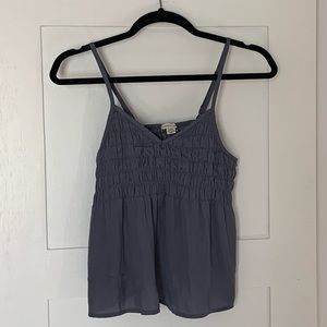 New AE Smocked Baby Doll Tank Size S Blue/Gray